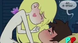 Star Butterfly naked next to brunette boy in dark room