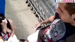 Man grabs plump ass on orange towel