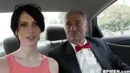 young short haircut in pink top next to older gentleman