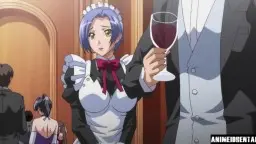 Pink-haired princess sitting on older man
