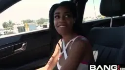 Brittney White sits without panties on back seat